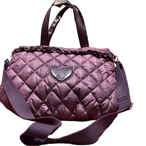 Juicy Couture Vintage Large Purple Quilted Bag with Removable Strap 17”x12” - Picture 14 of 16